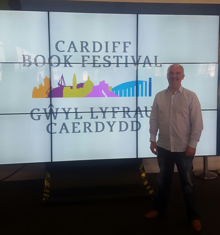 Organiser, Brian Meechan at the launch of Cardiff Book Festival